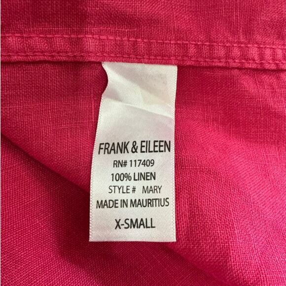 Frank & Eileen Mary Classic Shirtdress Washed Linen Hot Pink Size XS - Picture 13 of 14